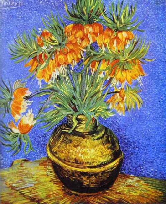 Vincent Van Gogh Crown Imperial Fritillaries in Copper Vase Spain oil painting art